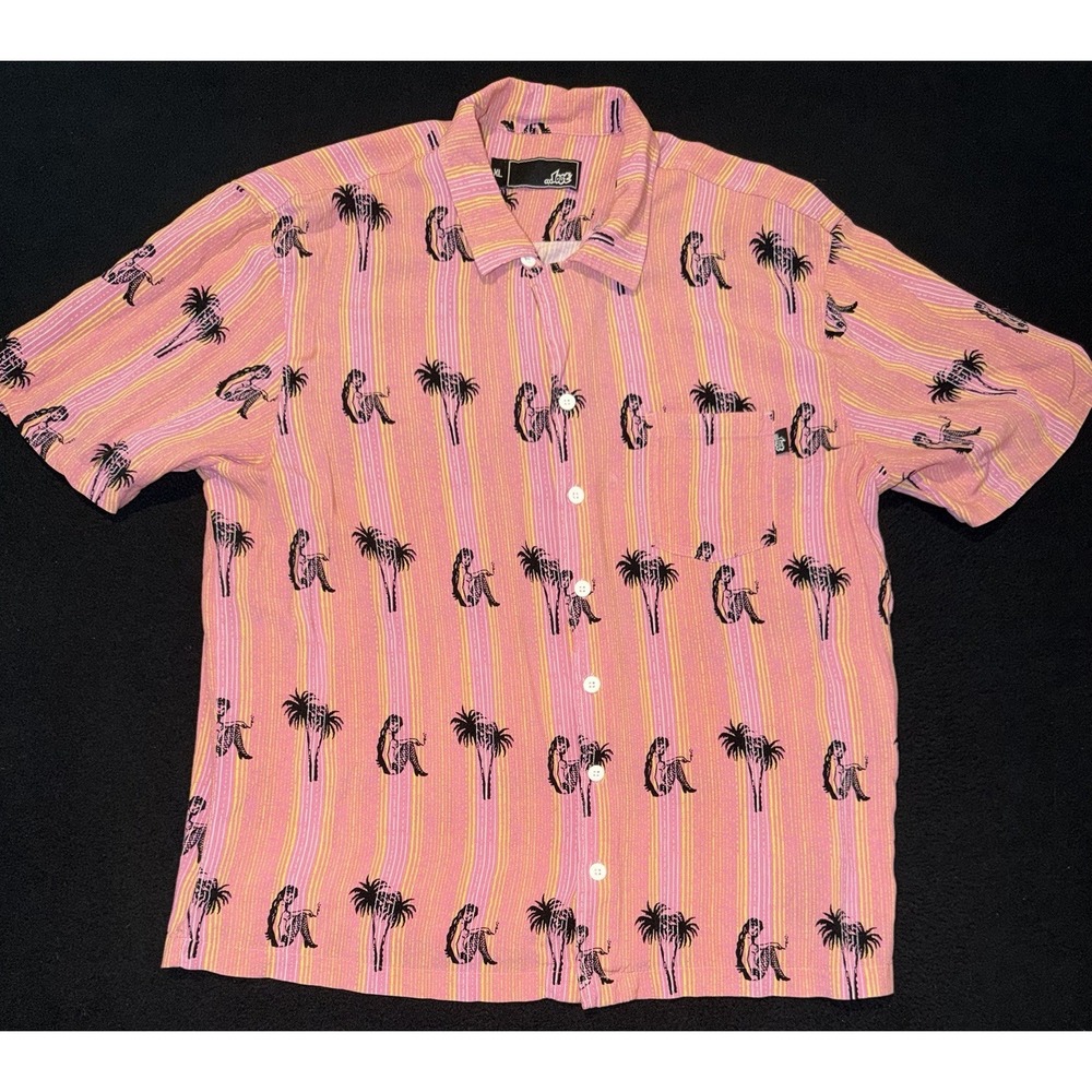 LOST HAWAIIAN PRINT MERMAID Button Down Viscose Pocket Mens XL